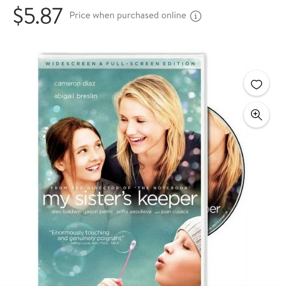 FREE WITH PURCHASE My Sister's Keeper dvd